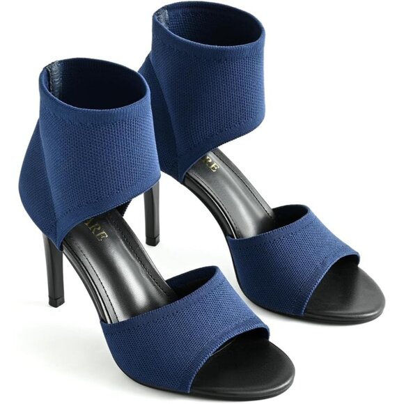 Women Blue 3.7 inch Ethylene Vinyl Acetate Wide Stretchy Stiletto High Heels - Picture 5 of 9